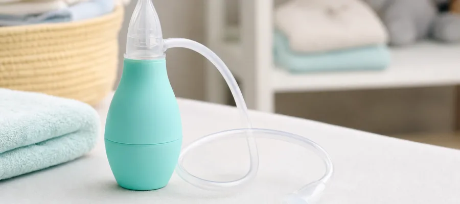 Nasensauger bei Babys waehrend einer Erkaeltung richtig einsetzen