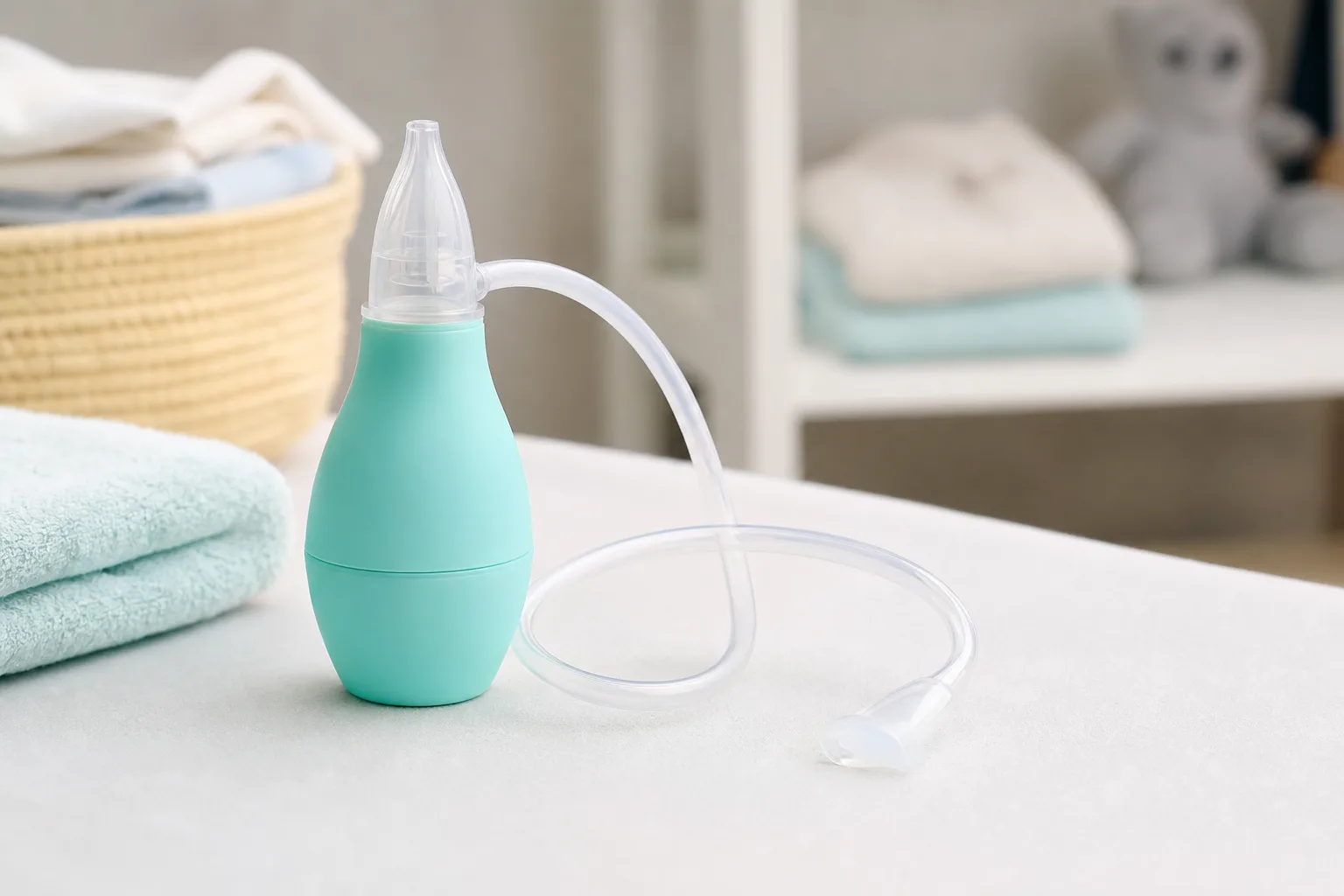 Nasensauger bei Babys waehrend einer Erkaeltung richtig einsetzen